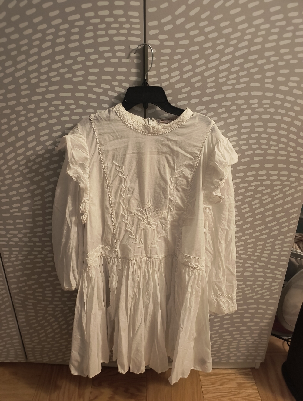 Banana Republic Esme Embroidered Mini Dress XL White Boho Peasant Cotton - Picture 8 of 13